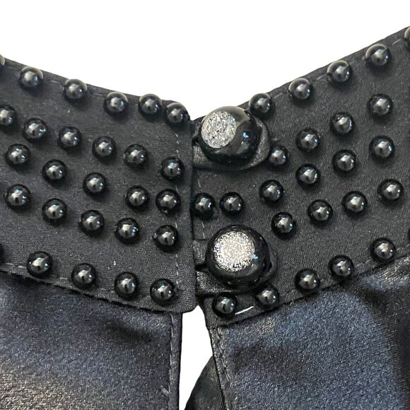 Calvin Tran Beaded Satin Blouse Top Women's Size Large Black Evening Party - Picture 6 of 11